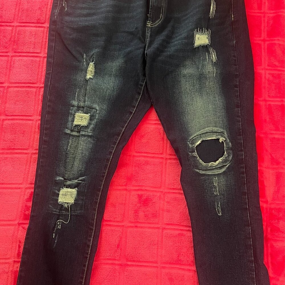 Patched Apple Skinny Denim Jeans